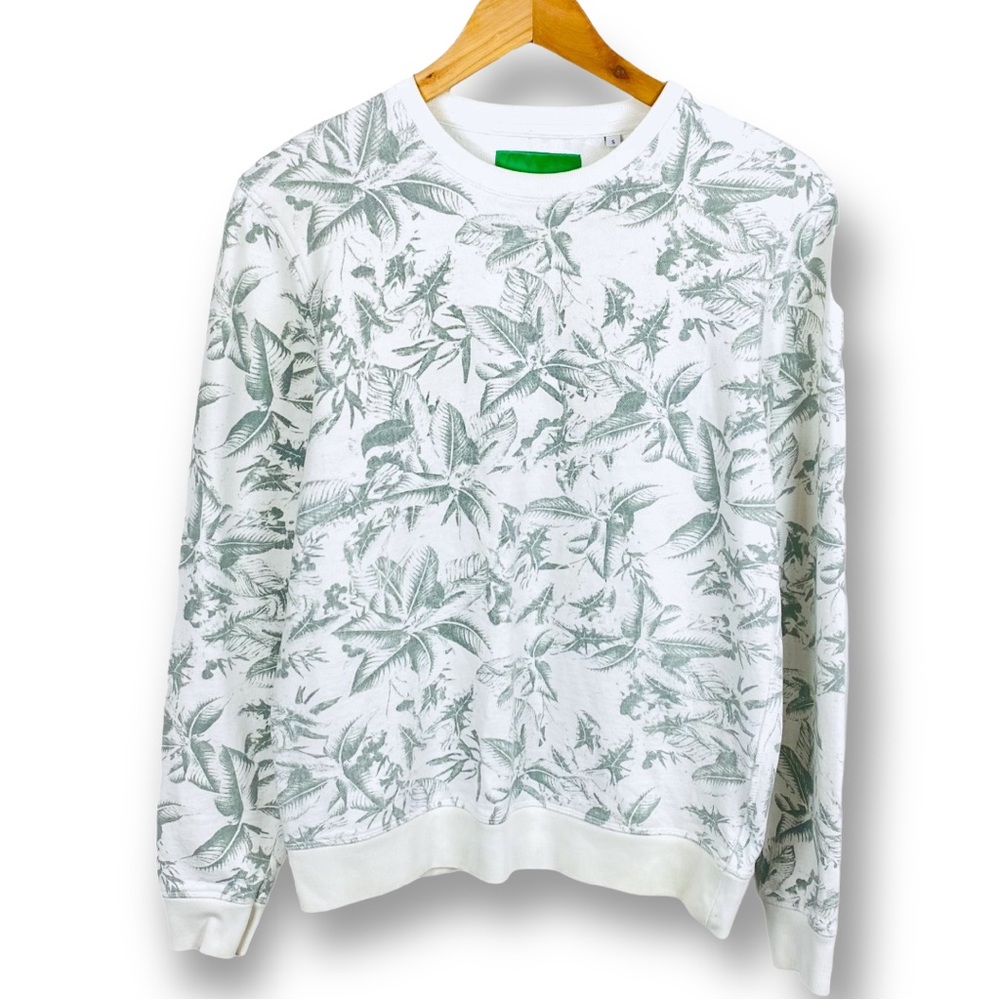 Jules Feel Good & Be Happy Tropical Print Crewneck Heavy Pullover Sweatshirt